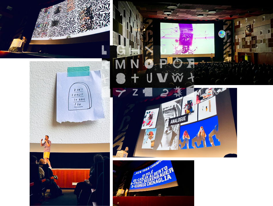 A montage of images for the Forward Festival design conference showcasing a range of speakers from the day.